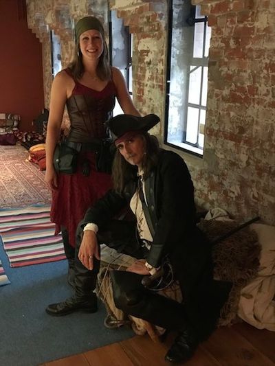Proud pirate with his pirate daughter